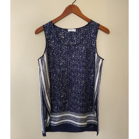 Vince Blue Silk Scarf Tank - Picture 1 of 7